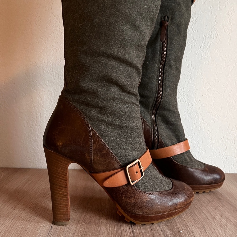 Ugg Collection Aniela Leather Wool high heeled boots - Picture 3 of 15